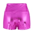 thumbnail image 4 of TiaoBug Women's Shiny Liquid Metallic Booty Shorts Yoga Gymnastics Workout Dance Bottoms Hot Pants Rose Large, 4 of 7