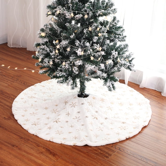 Falda redonda para árbol de Navidad, copo de nieve, 78/90/120CM, esponjosa para decoración navideña de invierno