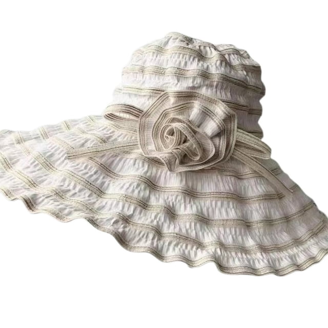 Sun Hat Flower Foldable Spring Summer UV Protection Wide Brim Cap for Traveling