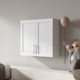 thumbnail image 2 of 31 Inch Wide White Wall Mount Cabinets, Stackable, Kitchen Storage Cabinets with Adjustable Shelves, Floating Storage Cabinets for Laundry, Bathroom, Garage, 2 of 9