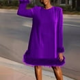 thumbnail image 1 of Gspmoly Robes d'Été, Vêtements de Fête pour Femmes à Empiècements Plumes Uni Manches Longues Col Rond Robes Robe de Cocktail Liquidation, 1 of 6