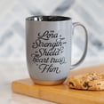 thumbnail image 4 of Christian Art Gifts Large Ceramic Coffee & Tea Scripture Mug for Men: Lord is My Strength - Ps. 28:7 Inspirational Bible Verse, Microwave/Dishwasher Safe Lead-Free Cup w/Clay Base, Gray/Black, 15 oz., 4 of 4