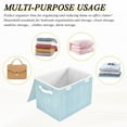 thumbnail image 7 of Light Blue Vertical White Lines Fabric Texture Foldable Storage Bin with Lid and Handle Collapsible Storage Box 16.5 x 12.6 x 11.8 inches, 7 of 7