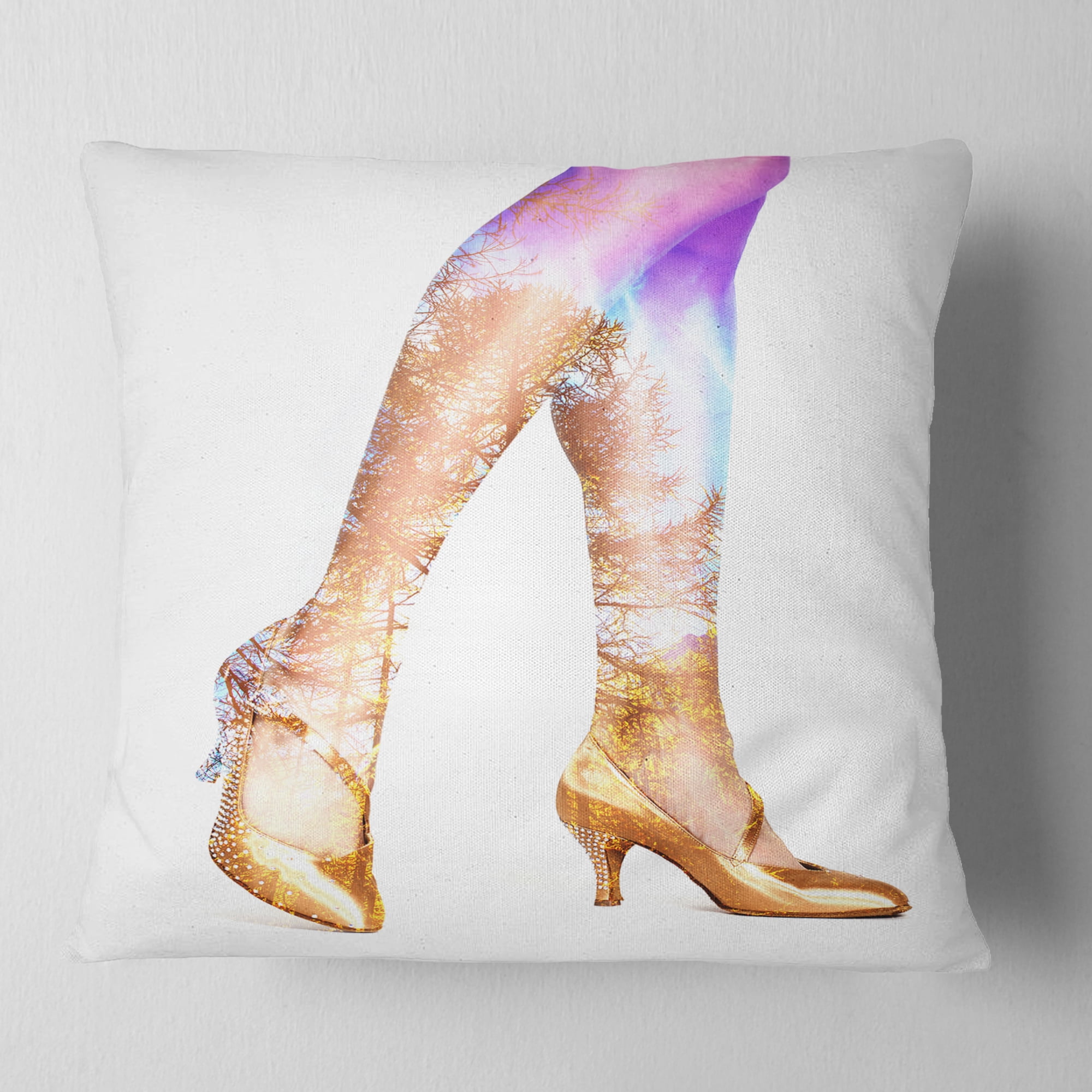 Designart Dancer Legs and Treescape Double Exposure - Portrait Throw Pillow - 16x16