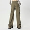 thumbnail image 4 of Ndbuld Womens Cargo Pants with Pockets Flap High Waisted Work Pants Multi-Pockets Versatile Straight Leg Pants Trousers XL,Green, 4 of 6