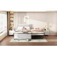 thumbnail image 5 of Full Size Upholstery platform bed with Trundle,Trundle can be flat or erected, Beige, 5 of 9
