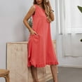 thumbnail image 1 of SMihono Robe d'Été Grande Taille pour Femmes 2023 Mode Décontractée Robe Col Rond Coton Chanvre Manches Courtes avec Poches, 1 of 7