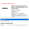 thumbnail image 2 of Right Passenger Side Bumper Cover Bracket - Compatible with 2014 - 2018 Subaru Forester 2015 2016 2017, 2 of 2