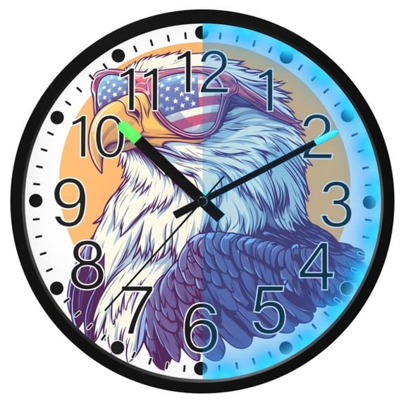 Ryvnso Cool Eagle 12 Inch Night Light Wall Clock Silent Battery Operated Luminous Clocks