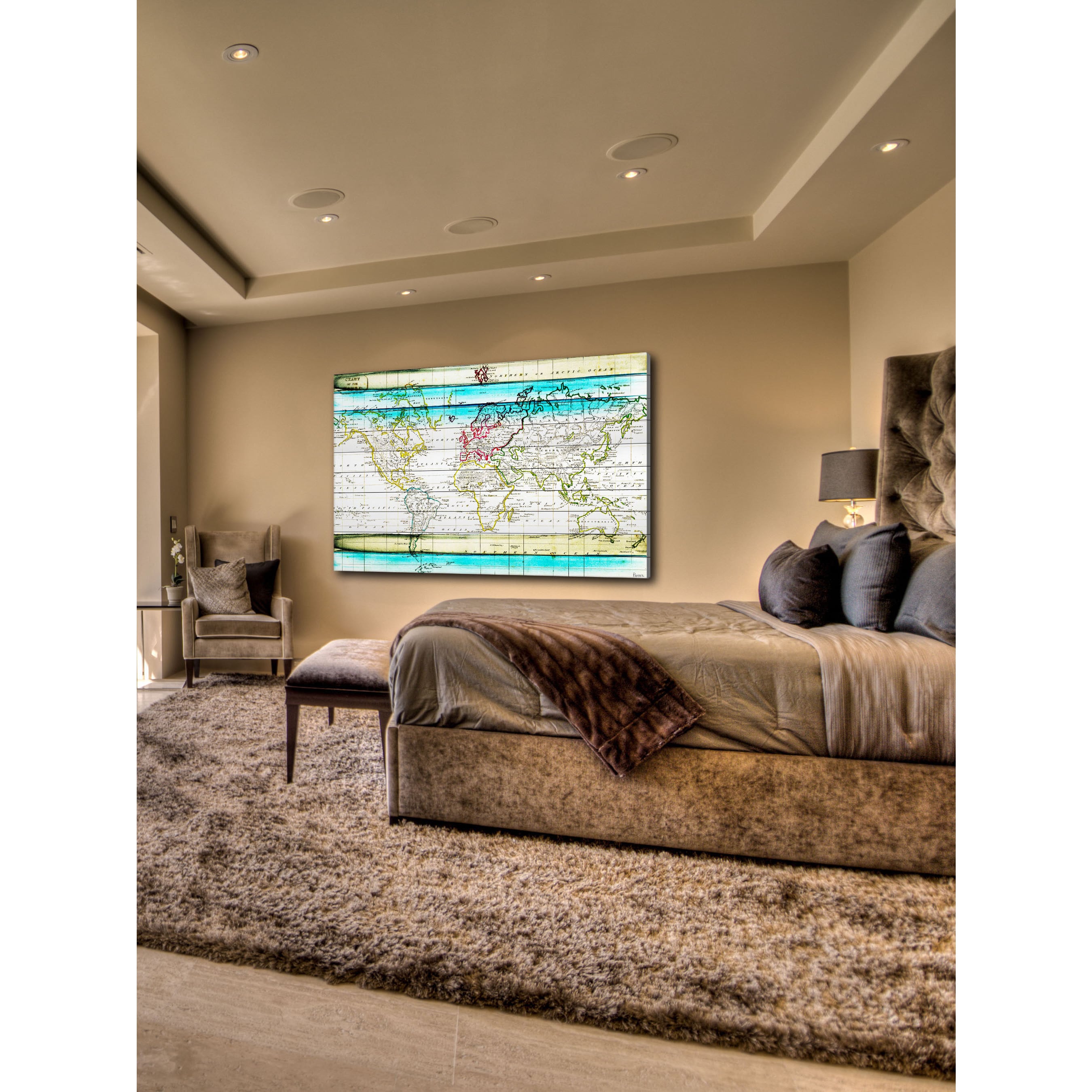 Parvez Taj Jet Setting 45-Inch x 30-Inch White Wood Wall Art