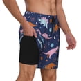 thumbnail image 2 of Gukieu Dinosaur Print Men's Double Layer Sports Swim Trunks, Quick Dry Adjustable Waist Swim Shorts Swimwear-Large, 2 of 6