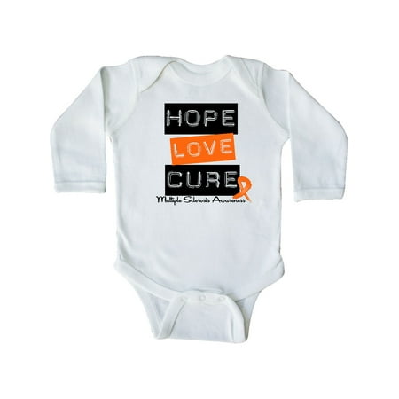 

Inktastic Multiple Sclerosis Hope Love Cure Gift Baby Boy or Baby Girl Long Sleeve Bodysuit