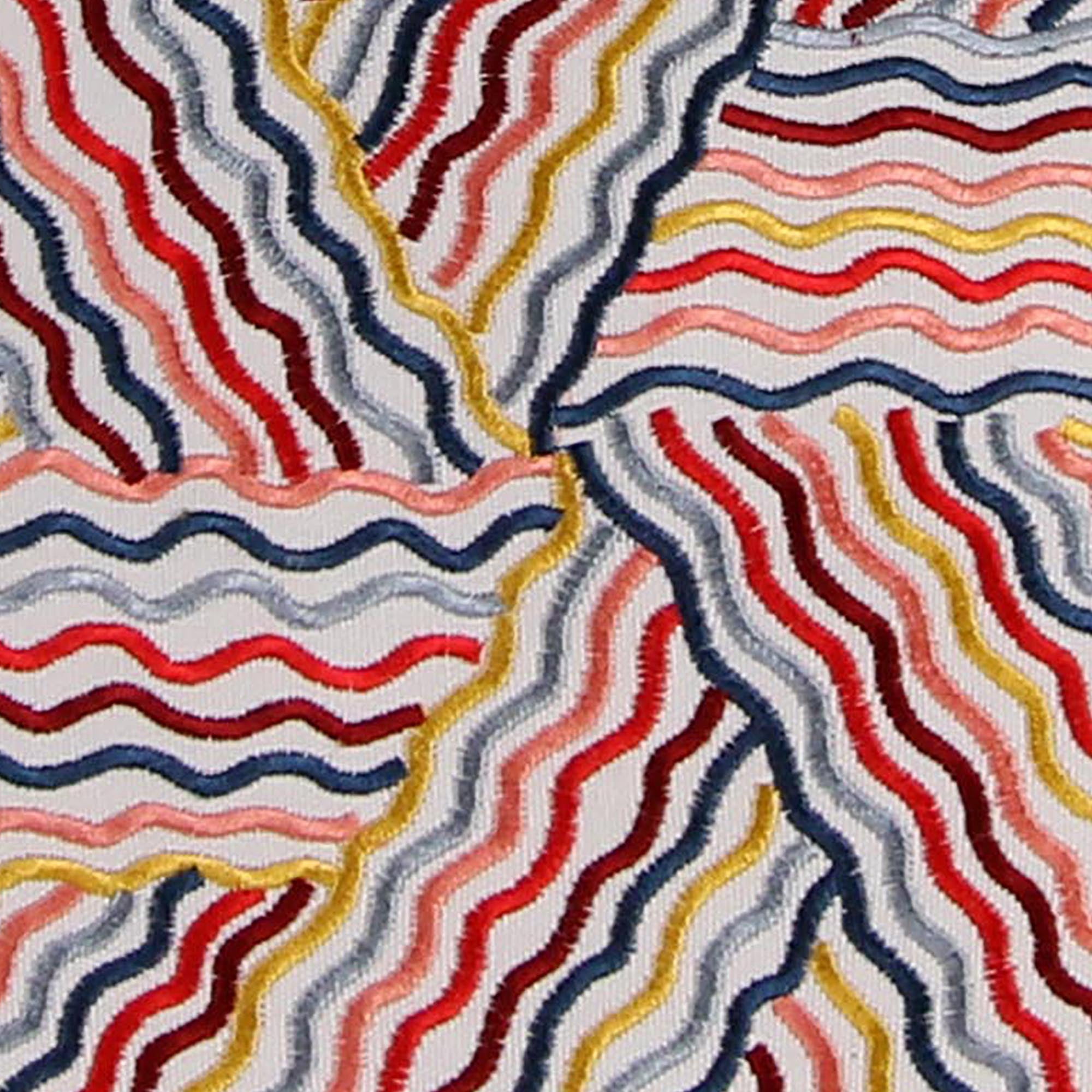Jordan Manufacturing 18" x 18" Multicolor Wavy Stripe Square Reversible Decorative Throw Pillow with Embroidery Accent