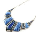 thumbnail image 4 of Women Metal Geometric Pendant Bib Chunky Chain Choker Necklace Earrings Blue Set, 4 of 4
