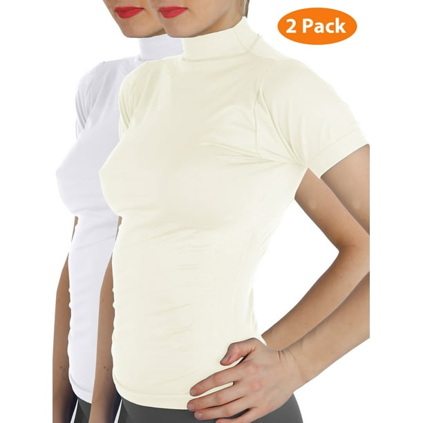 Download AllyCat - 2 Pack Women Short Sleeves Mock Neck Turtleneck ...