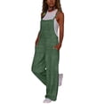 thumbnail image 7 of Yourumao Womens Linen Overalls for Women Square Neck Sleeveless Wide Leg Pants Rompers Solid Adjustable Straps Jumpsuits with Pocket for Outdoor, 7 of 7