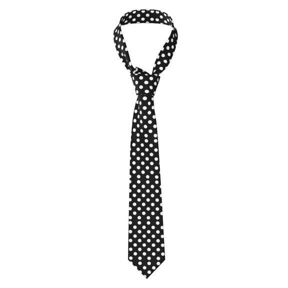 Naloa Black and White Polka Dot Print Solid Color Tie Formal Necktie for Men，Suitable for business, daily life, work