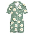 thumbnail image 5 of SwiftWear Women's Summer Vintage Print Button. Pajama Set 2 Piece- Retro Collar Short Sleeve Top & Shorts Cozy Loungewear, 5 of 6