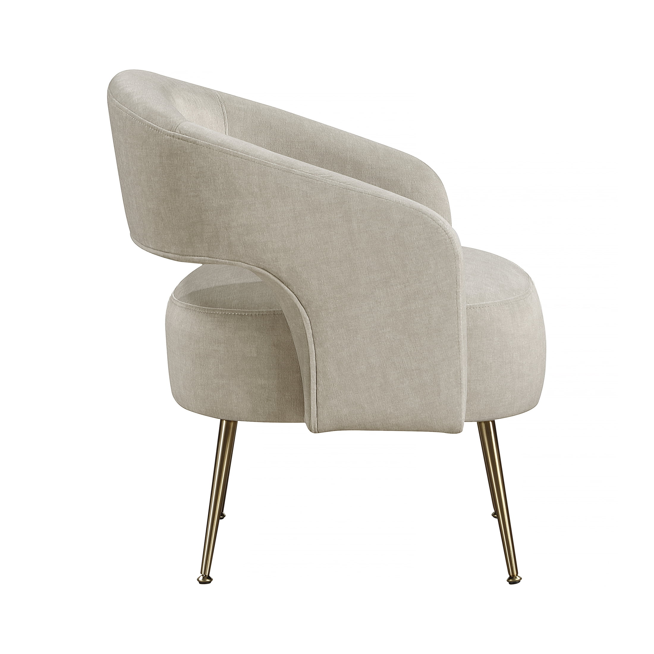 OakvillePark Arcluna Velvet Accent Chair with Metal Legs, Taupe