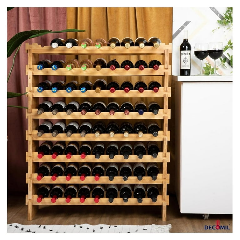 Lwory 72 Bottle Stackable Modular Wine Rack Wine Storage Rack Solid Bamboo Wine Holder Display Shelves Wobble Free Eight Tier 72 Bottle Capacity Walmart