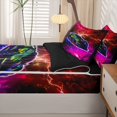 thumbnail image 5 of Manfei Sports Car Zipper Full Size Comforter Sets with Fitted Sheet and 2 Pillowcases,Multicolor Lightning Zipper Bedding Set,Black Reversible,4pcs, 5 of 8
