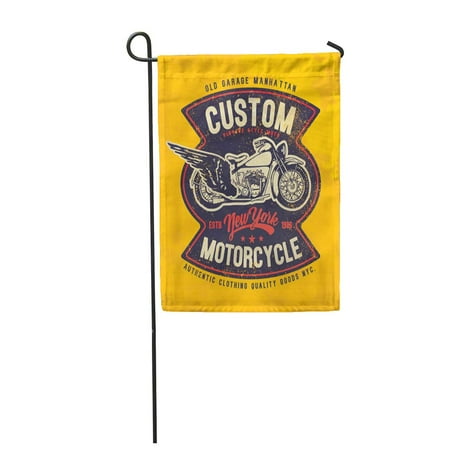 - SIDONKU Black Tee Motorcycle Vintage Graphic Badge Biker Motor Racing Custom Garden Flag Decorative Flag House Banner 12x18 inch