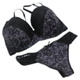 thumbnail image 1 of Bras for Women, Ladies Lace Printed Color Blocked Oversized Gathered Breathable Lingerie Set, 1 of 3