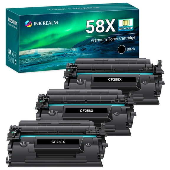 Ink Realm Compatible for 58A 58X Black Toner Cartridge WITH-CHIP for HP 58X CF258X Toner Cartridge for HP Laserjet Pro M404n M404dn M404dw MFP M428fdw M428dw M428fdn M404 M428 Printer Ink Black 3-Pack