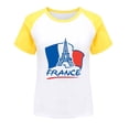thumbnail image 4 of Toddler Shirts Wear City Tourism Commemorative Print Raglan Sleeve Color Block Short Sleeve Girls Tops Yellow 3 Years-4 Years, 4 of 4