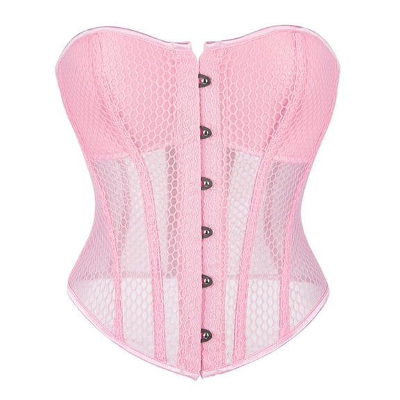 cocolona Womens Cup-equipped Mesh Bustier Corset Slim Strapless Breathable Corset Tops Going Out Club Party Shapewear