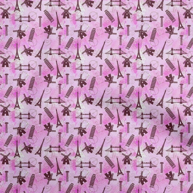 oneOone Polyester Spandex Magenta Fabric Travel Craft Projects Decor Fabric Printed By The Yard 56 Inch Wide