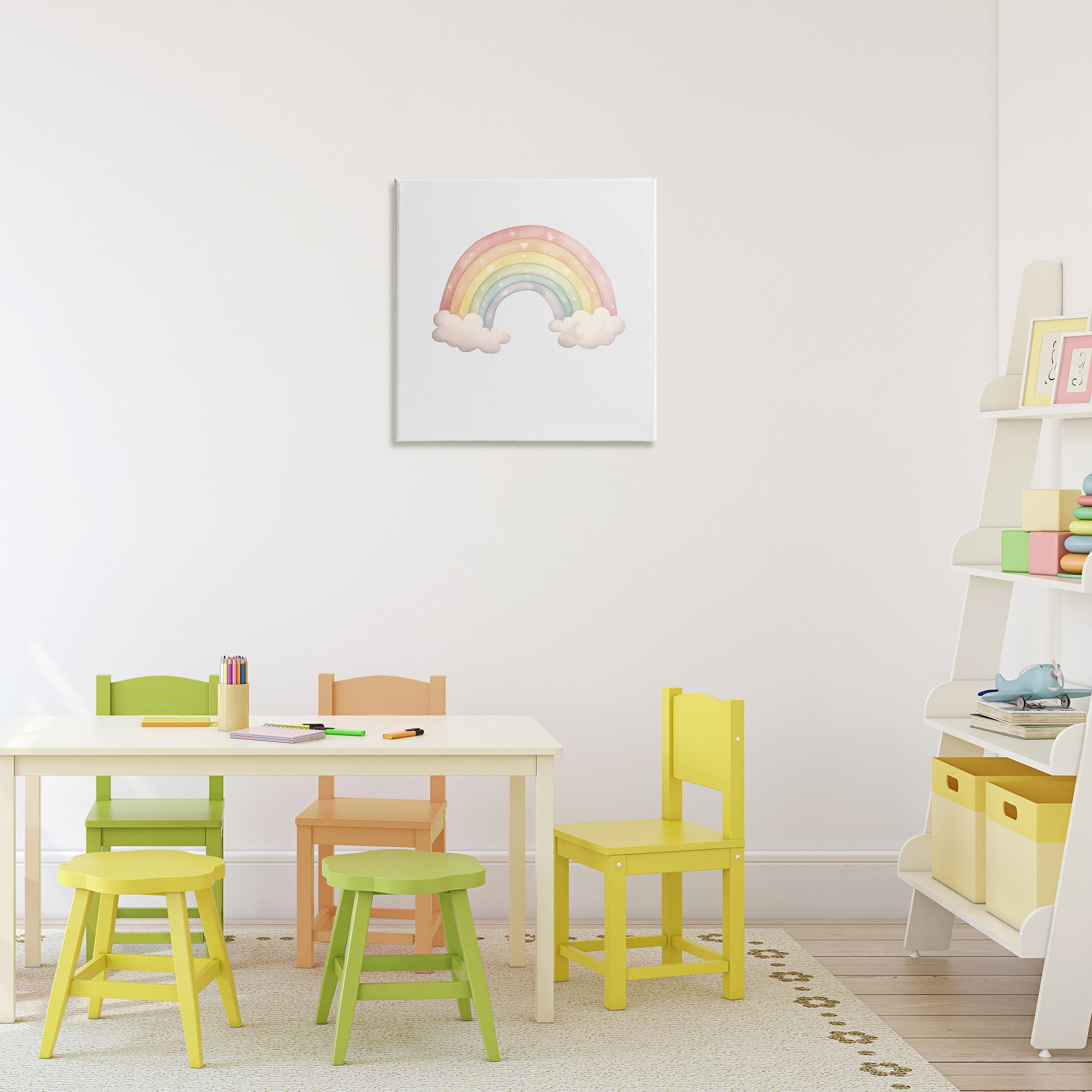 Stupell Industries Dreamy Pastel Rainbow with Clouds Canvas Wall Art, design by Karen Smith