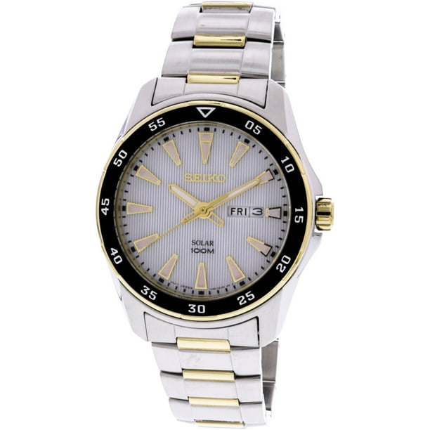 seiko silver tone solar men's watch