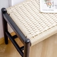 thumbnail image 3 of Entryway Bench, Solid Oak Wood Shoe Rack Bench, 3-Tier Shoe Bench with Woven Seat, Mid Century Shoe Storage Bench for Hallway, Bedroom, 46" Black, 3 of 6
