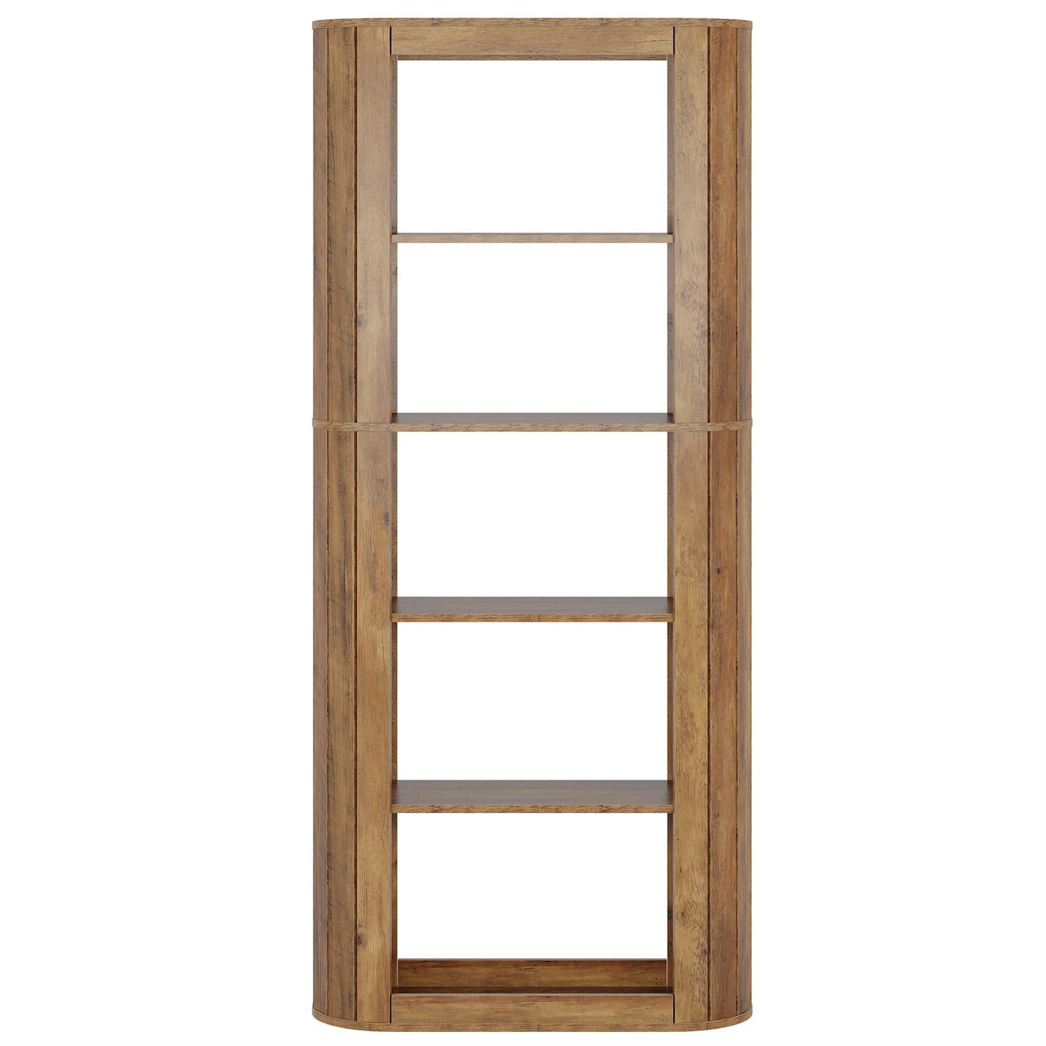 Demi Bonn 70" Rustic Wooden Corner Bookshelf, Multi-Level Display Storage for Living Room Home Decor, Books & Showpieces, Brown