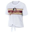 thumbnail image 2 of Women's WEAR by Erin Andrews White Florida State Seminoles Striped Front Knot Cropped T-Shirt, 2 of 3