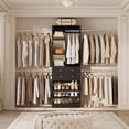 thumbnail image 2 of iSunirm Closet System, 27.8"-106.5" Width Adjustable Closet Organizer with 2 Drawers & 5 Retractable Hanging Rods, Built-in Adjustable Shoe Racks, Black, 2 of 8