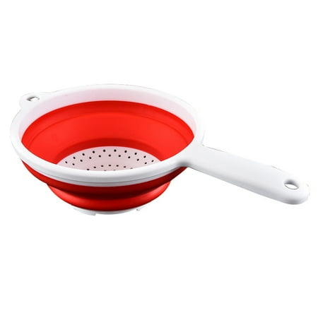 

Kitchen Foldable Pasta Strainers Collapsible Colanders with Handles Space-Saver For fruit spaghetti pasta broccoli Foldable Space-Saver Beautiful Shape Smooth Surface Multi-Function Drain Red