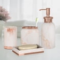thumbnail image 2 of nu steel resin Misty Copper Bath Accessory Set for Vanity Countertops, 4 piece Luxury ensemble includes soap dish, toothbrush holder, tumbler, soap and lotion pump, Copper finish, 2 of 2