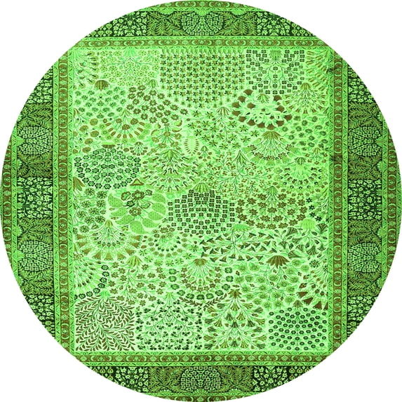 Ahgly Company Indoor Round Persian Green Traditional Area Rugs, 3' Round