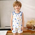 thumbnail image 6 of Amidoa Toddler Boys Girls 2 Piece Outfits Summer Clothes Cute Graphic Tank Top and Casual Shorts Kids Clothing Sets Blue Size 3T, 6 of 6