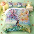 thumbnail image 2 of Homewish Colorful Tree Of Life Quilt Full,Daisy Floral Plant Full Bedspread Sets,Green,Colorful Stars Reversible,3pcs, 2 of 7