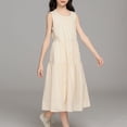 thumbnail image 4 of BFHHYA Girls Summer Maxi Dress Puff Short Sleeve A-Line Flowy Dress Casual Sundress with Ruffle Hem for Teens Girls 8-14 Y, 4 of 8