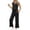 Black, variant on Vivianyo HD Women's 2-Piece Casual Outfit, Sleeveless V-Neck Top and Cropped Wide Leg Pants Loungewear Set, Women's Black, Sizes S-2XL
