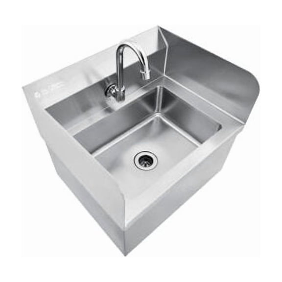 Global Industrial Stainless Steel Hands Free Wall Mount Sink W/Faucet & Splash G