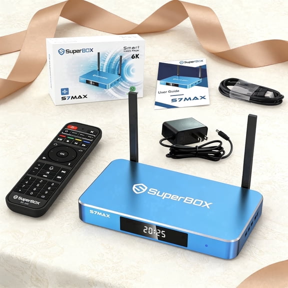 SuperBox S7 MAX | 2026 Fully Upgraded | 6K Ultra HD | Parental Control Time | Time Shift | Voice Remote Control | 4GB RAM | 64GB Storage |