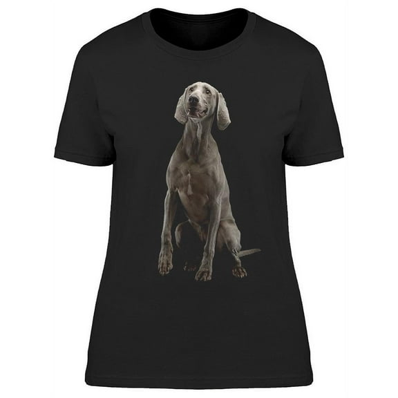 Happy Weimaraner Sitting T-Shirt Women -Image by Shutterstock, Female Small