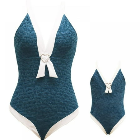 

Sunwukong Family Matching Swimsuits for Mom and Daughter One Piece Bathing Suit Girls Bikini Solid Color Swimwear