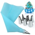 thumbnail image 2 of Kits de boquillas para manga pastelera de 14 piezas, decoración de pasteles, incluye 8 boquillas reutilizables de acero inoxidable, 1 acoplador de plástico reutilizable (azul), 2 of 5