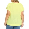 thumbnail image 4 of GRACE & GRANDEUR Women's Plus Size Summer Blouse Pointelle Knit Boat Neck Top Loose Raglan Sleeve Hollow Casual Blouses 2X Yellow, 4 of 7